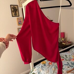L'Academie Vibrant Red Blouse